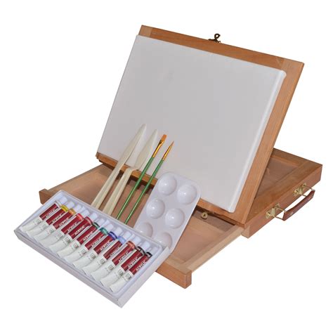 Art Advantage Wood Art Box Easel Acrylic Paint Set
