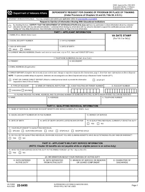 Va 5495 2020 2024 Form Fill Out And Sign Printable Pdf Template Signnow