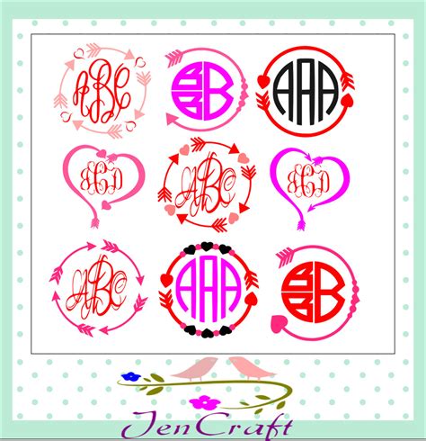 Download Heart Arrow Monogram Frames SVG valentines SVG by ...