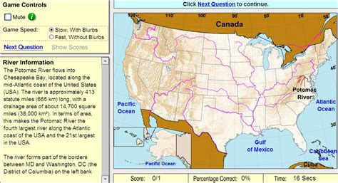 Interactive Map Of United States Rivers Of United States Game