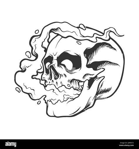 Skulls Stone With Smoke Weed Silhouette Vector Illustrations For Your