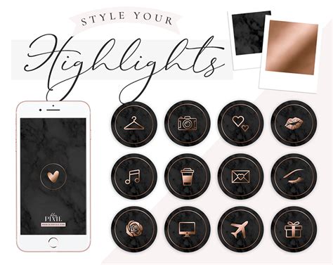 They are perfect for photographers, interior designs, event & wedding planners, small business and. Instagram Highlight Icons - Black Marble and Rose Gold ⋆ ...