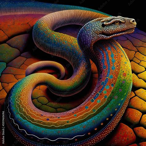 Ilustracja Stock Rainbow Serpent Australian Aboriginal Dreamtime