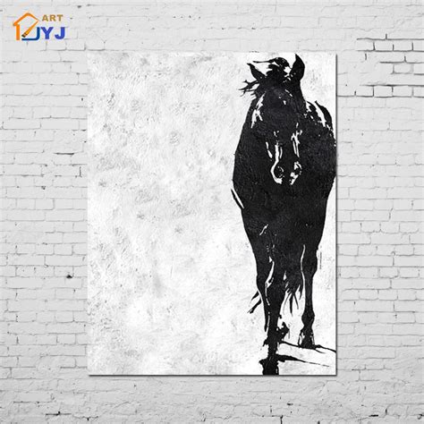 Buy White Black Horse Pic Canvas Wall Art