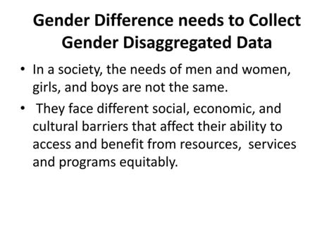 Gender Indicators And Sex Disaggregated Data