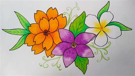 Cara Menggambar Bunga Warna Warni Menggambar Batik Motif Bunga Menggambar Bunga Yang Mudah