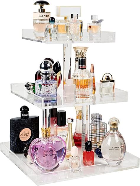 Amazon Com CLEAR 3 Tier Perfume Tray Perfume Organizer Vanity Tray