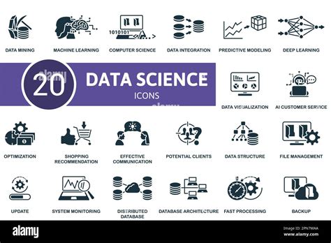 Data Science Set Creative Icons Data Minig Machine Learning
