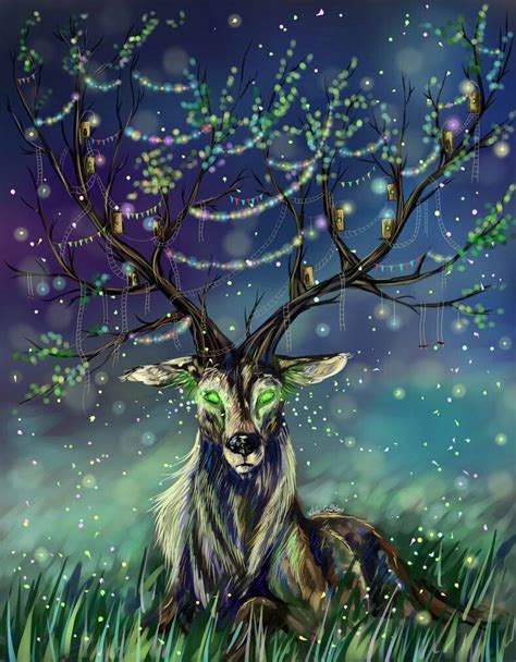 Mystical Deer Mystical Forest Celtic Gods Art