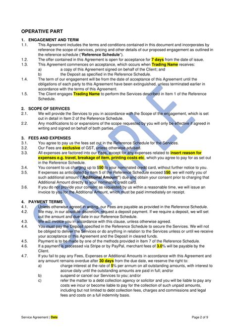 Service Agreement Template Easy Legal Templates