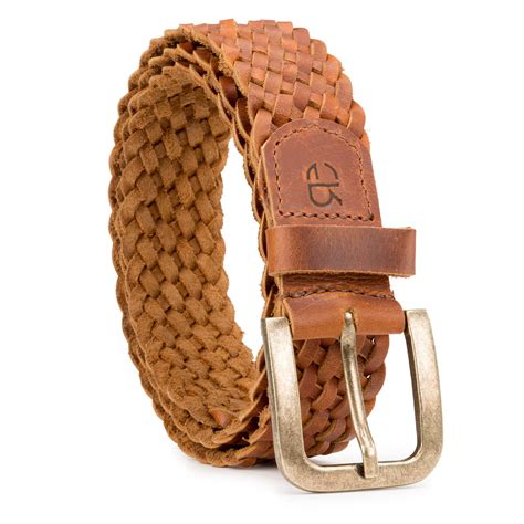 Escaro Royale Tan Braided Design Leather Mens Casual Belts