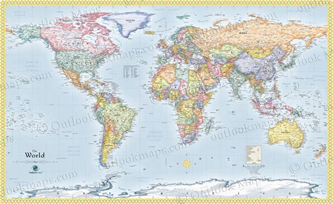 World Political Wall Map Standard World Map Very Detailed