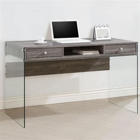 There is, however, a combination of both sides in this. Contemporary Modern Style Glass Home Office Weathered Grey ...
