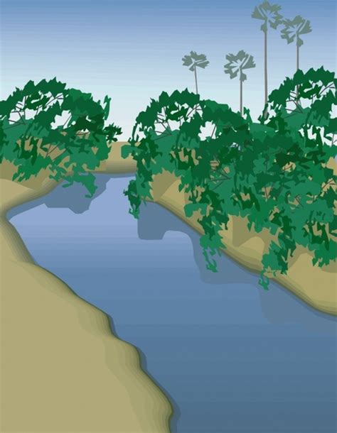 River Landscape Vector Free Vector In Adobe Illustrator Ai Ai