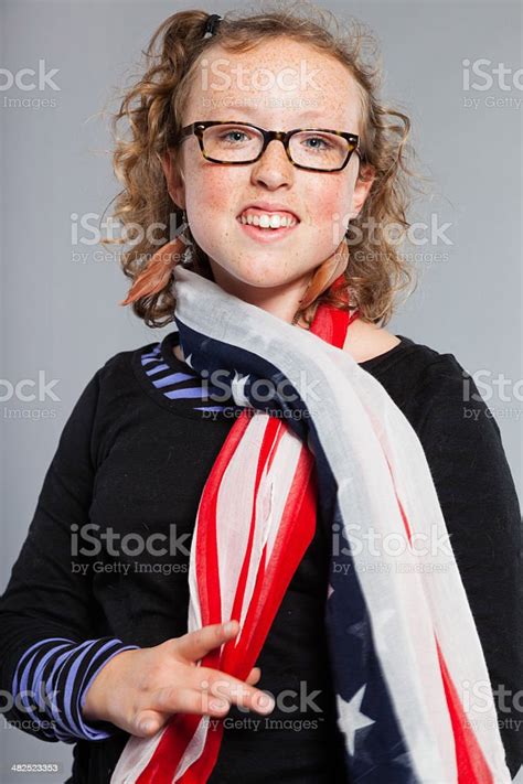 Happy Funny Teenage Girl With Curly Blonde Hair Expressive Face Stock