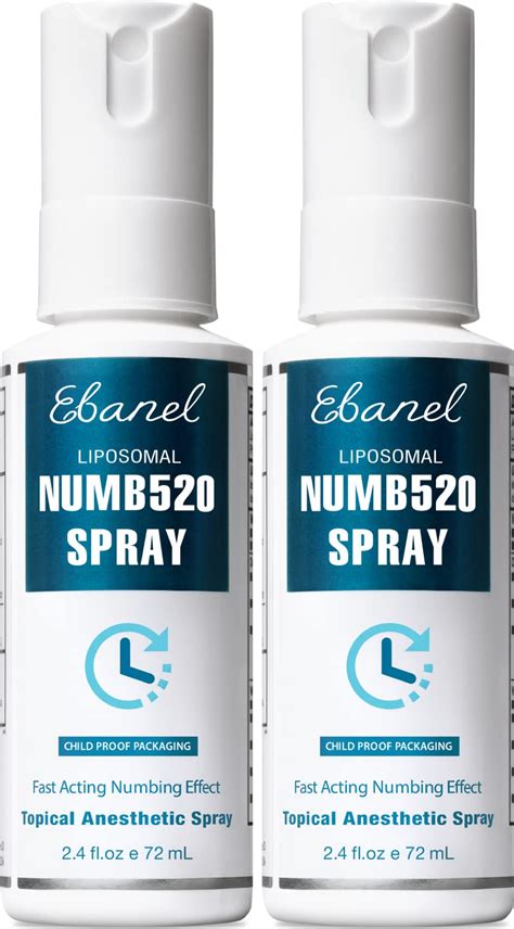 Ebanel 2 Pack 5 Lidocaine Spray Pain Relief Numb520 Numbing Spray With