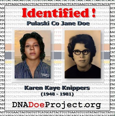 Pulaski County Jane Doe 1981 Has Been Identified As Karen Kaye Knippers By The Dna Doe Project