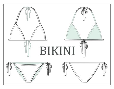 Bikini Vector Swimsuit Vector Fashion Flat Sketch For Adobe Etsy