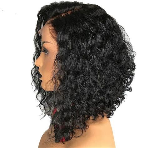 13×4 Lace Front Short Bob Wigs Pre Plucked Brazilian Remy Curly Real