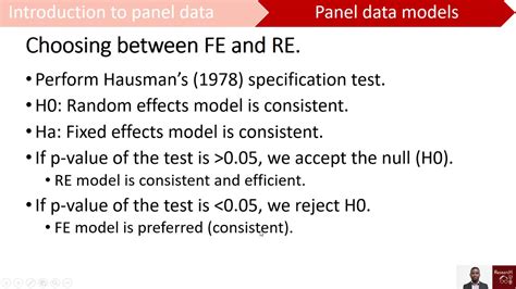 panel data 8 choosing between random effects and fixed effects models in stata youtube