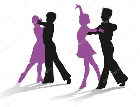 Silhouettes Of Kids Dancing Ballroom Dance — Stock Vector © Vlukas