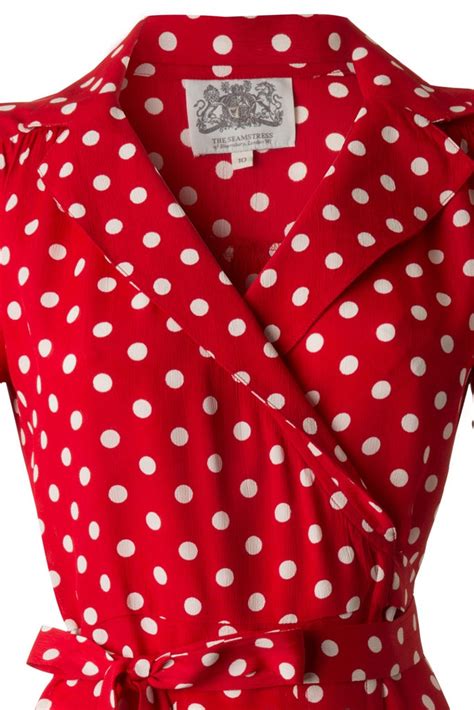 Peggy Wrap Dress In Red With Polka Dots The Seamstress Of Bloomsbury