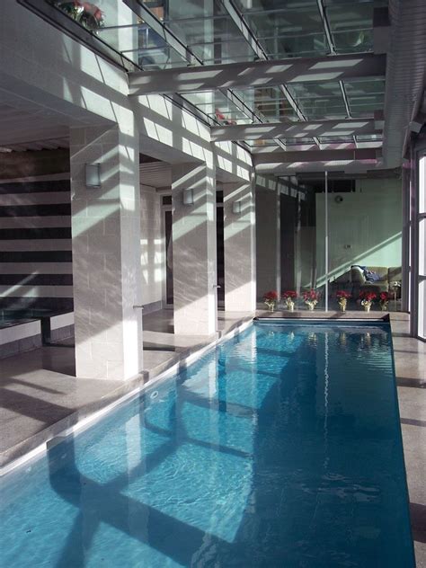 The Straight Dynamic Design Of This Indoor Lap Pool Mimics The