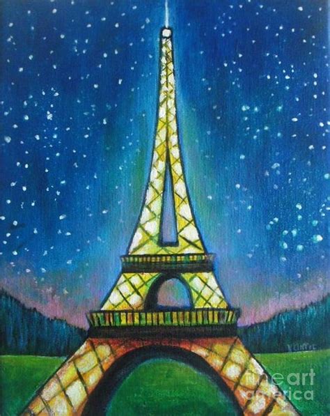 Eiffel Tower In Starry Night Painting By Vesna Antic