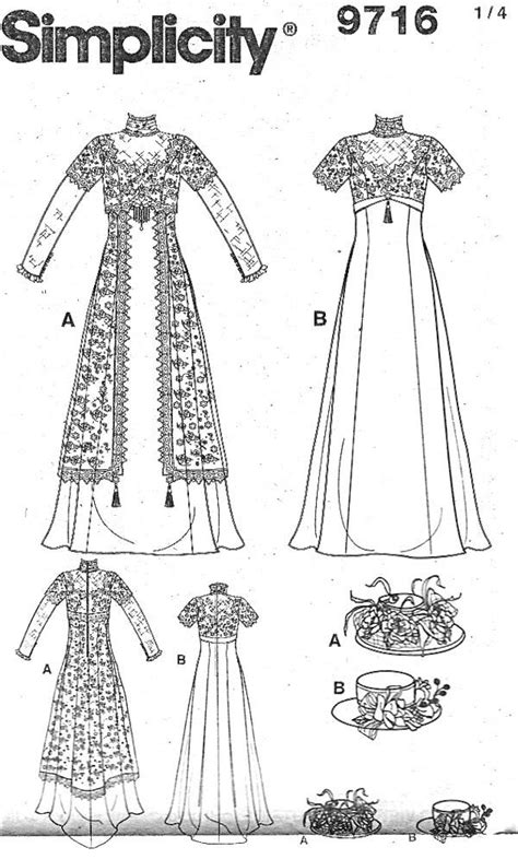 Simplicity Pattern 9716 Historic Costume Two Tea Gowns Titanic