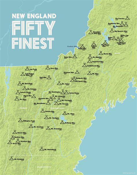 New England 50 Finest Map 11x14 Print Best Maps Ever