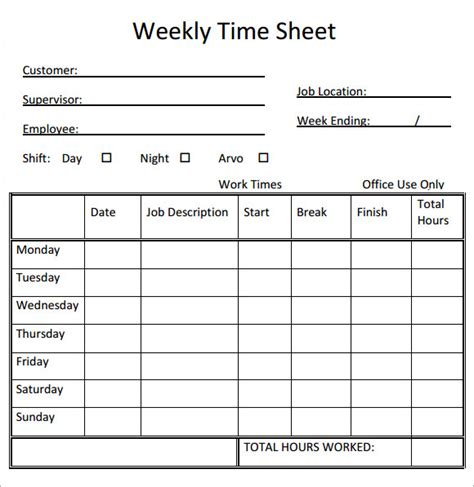 Free Printable Weekly Timesheets Shop Fresh