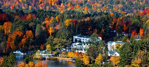 Fall Foliage At Mirror Lake Inn Resort On Lake Placid