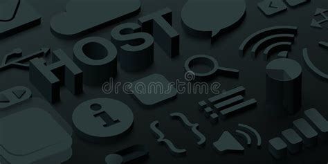 Black 3d Host Background With Web Symbols Stock Vector Illustration