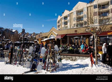 The Whistler Village On Sunny Winter Day Whistler Bc Canada Stock
