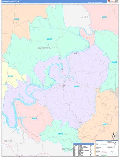 Jackson County Tn 5 Digit Zip Code Maps Color Cast