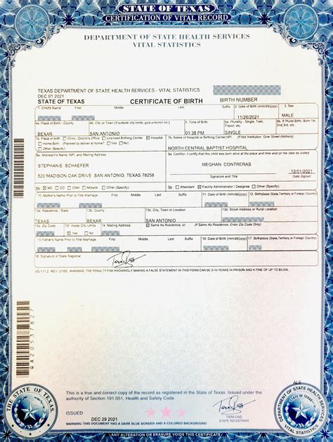 Texas Birth Certificatebirth Certificate Texasorder Birth Certificate