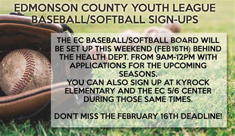 County Youth League Baseballsoftball Sign Ups This Weekend Deadline Approaching The Edmonson