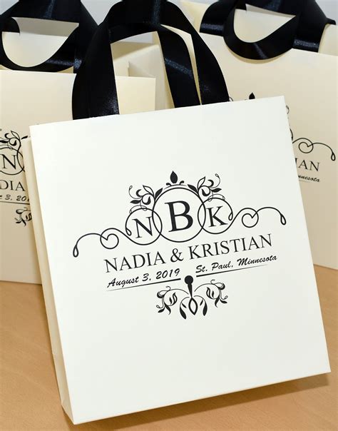 If your wedding day vision includes you and your guests boogying on the dance floor into the early hours of the morning, these when it comes to budget, think about how many guests you have—a small wedding might afford to feature custom tote bags or other higher ticket items as favors, while a. 25 Elegant Wedding Monogram Welcome bags for wedding favor ...