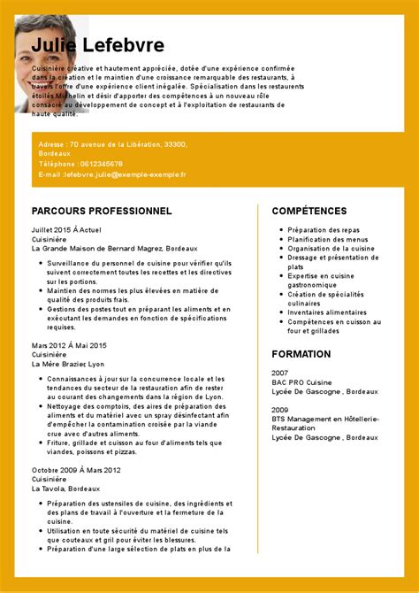 Exemples Et Modèles De Cv De Cuisinier Moncvparfait