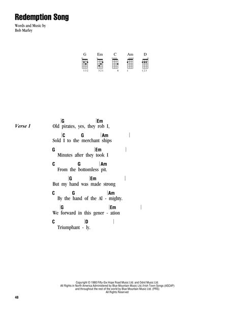 The list of easy guitar songs we've assembled below was put together primarily with the beginner guitarist in mind and it includes both acoustic guitar songs as well furthermore, it includes links to easy guitar chords, tabs, and strum patterns, although, as previously mentioned, there are several. Redemption Song | Sheet Music Direct