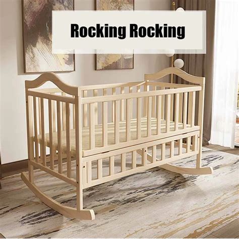 Auto Rocking Cradle Baby Swing Pine Cribs No Paint Safety Natural