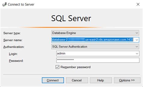 Connecting To A DB Instance Running The Microsoft SQL Server Database Engine Amazon Relational