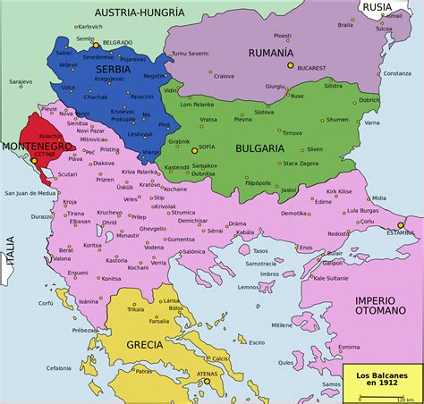 Las Fronteras Balcánicas A Comienzos De 1912 Antes Del Estallido De La