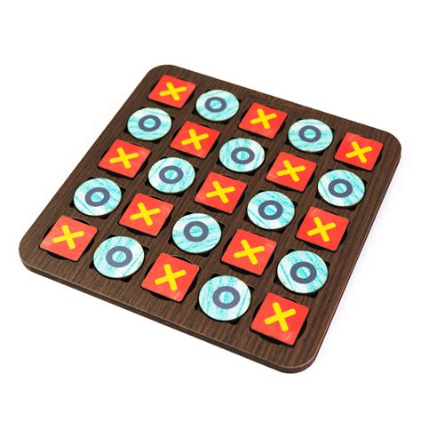 Printed Wooden Puzzle Tic Tac Toe Noughts And Crosses 5x5