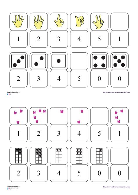 Librairie Interactive Dominos Des Chiffres De 0 à 5 Mathématiques
