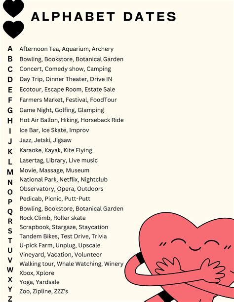 The Alphabet Date Card For Valentine S Day With A Cartoon Character