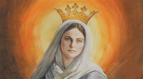 A Painting Of A Woman With A Crown On Her Head And Veil Over Her Head