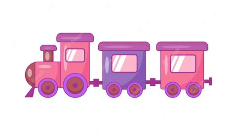 Tren De Vapor De Dibujos Animados Para Niños Con Remolques Vector Premium