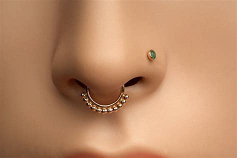 SEPTUM RING Nose Ring With 1 5mm Balls Yellow Gold By Noyfir