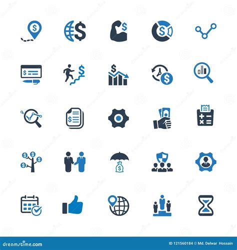 Business Icons Blue Series Set 1 Stock Vector Illustration Of